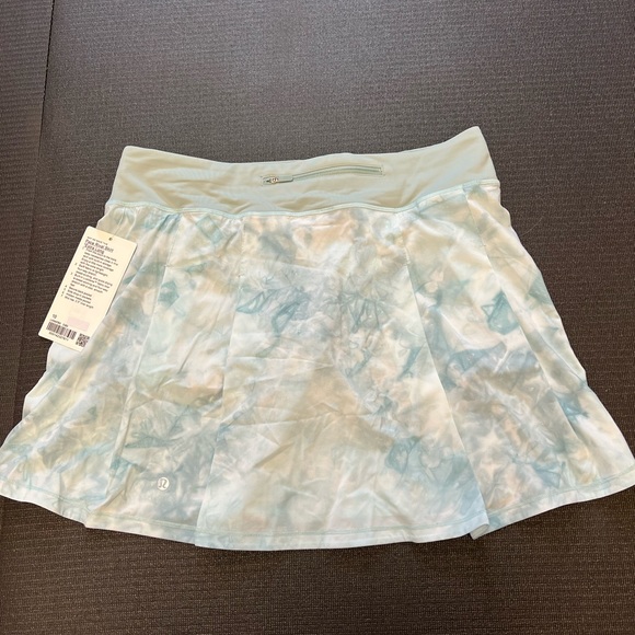 LULULEMON PACE RIVAL SKIRT/SKORT EXTRA LONG-DIAMOND DYE WHITE SHEER BLUE SILVER - Picture 4 of 16